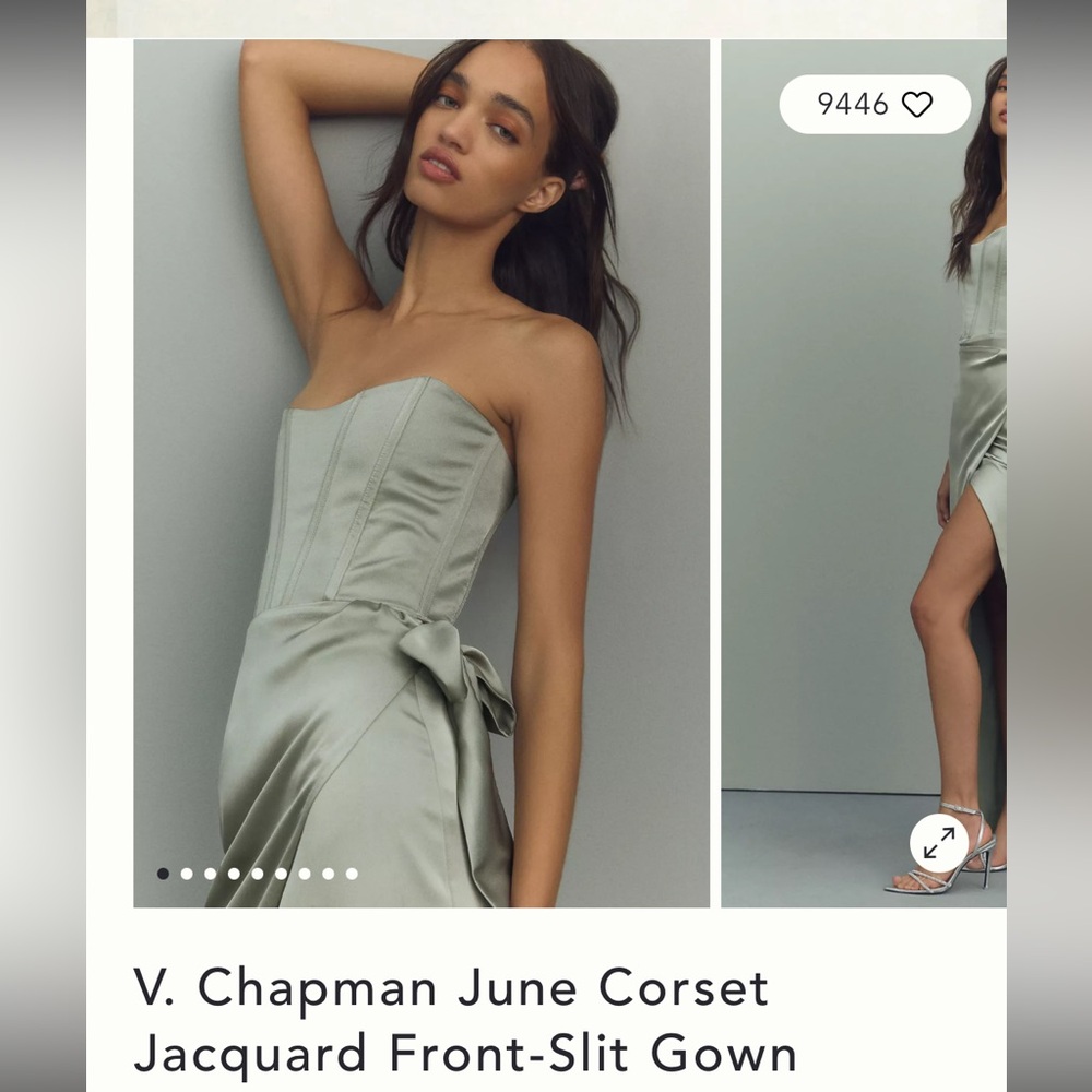 Anthro V. Chapman June Corset Jacquard Front-Slit Gown